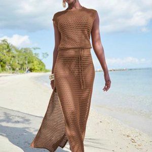 Venus Blouson Crochet Maxi coverup